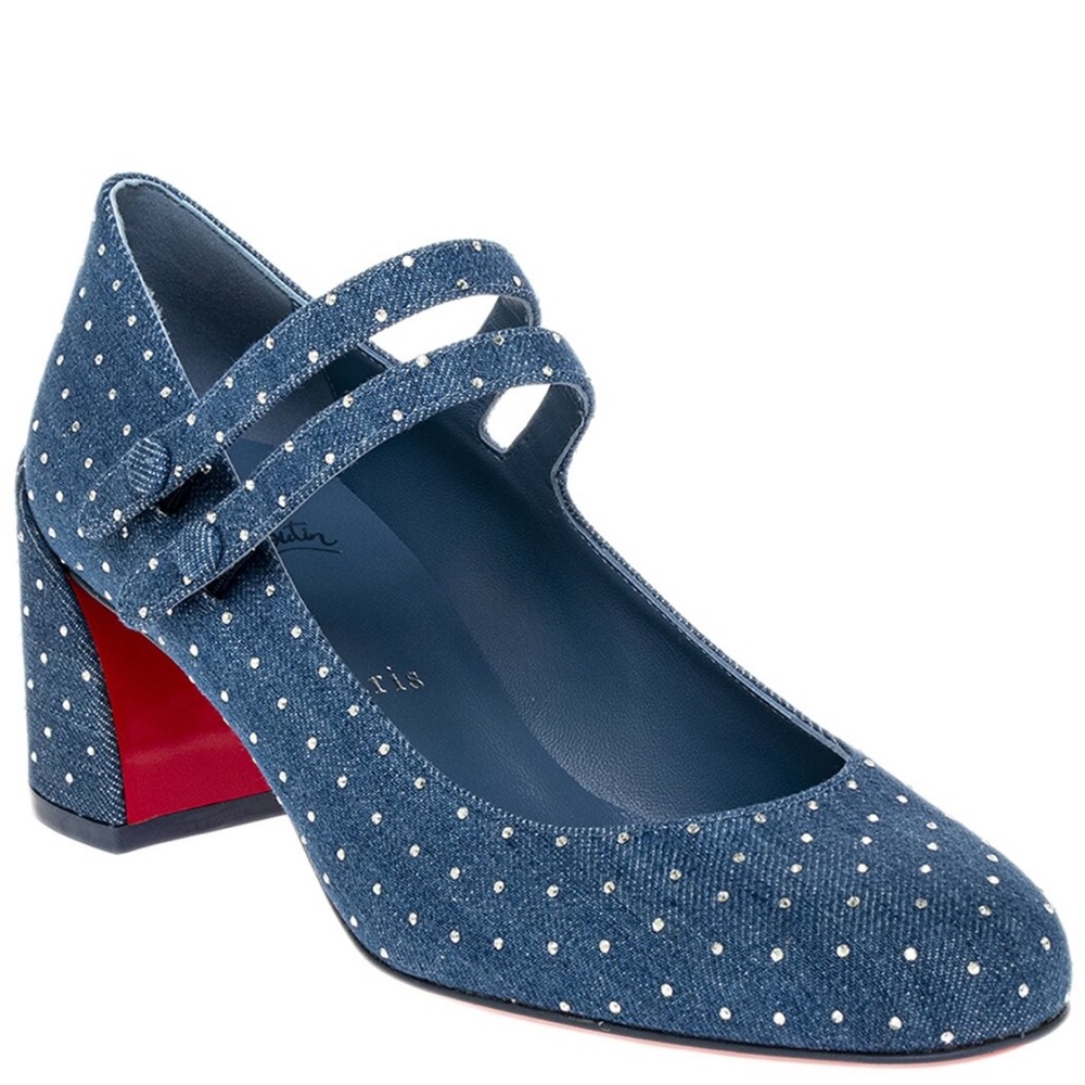 New Christian Louboutin Mary Jane in Denim